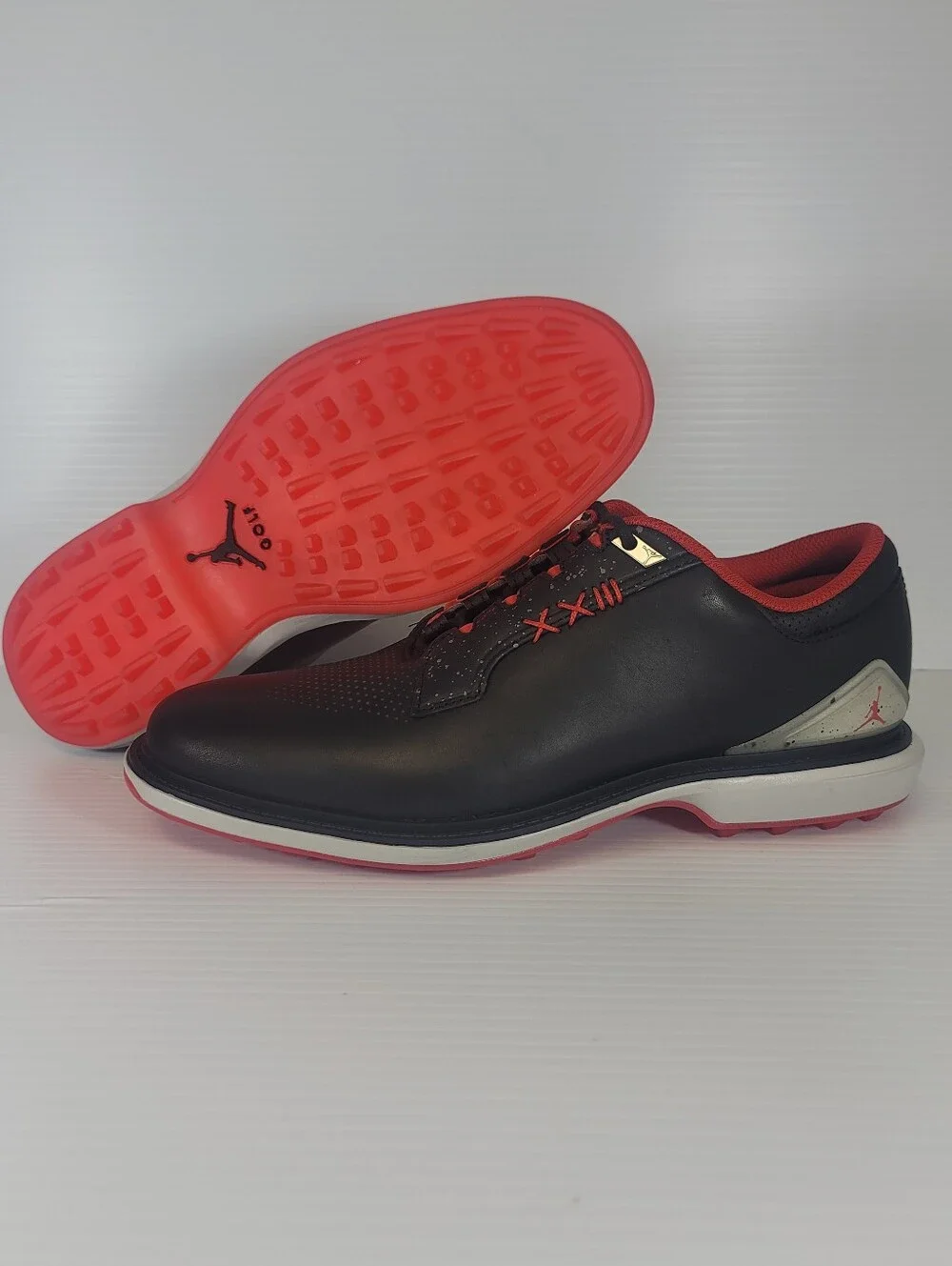 Nike Jordan ADG 5 Leather Black Spikeless Golf Shoes Men's 9 Size Red FQ6642-001